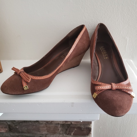 Ralph Lauren Shoes - Ralph Lauren Brown Suede Wedge Pumps Size 9.5